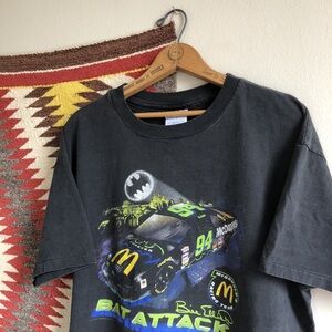Vintage Batman x NASCAR T Shirt. Hanes Beefy.